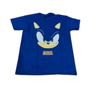 SEGA Sonic The Hedgehog Boys Medium Blue T-Shirt 100% Cotton Size S 6 7
